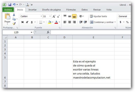Varias Lineas en Excel