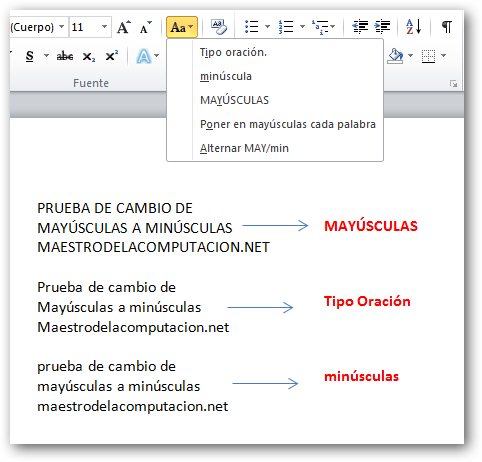 Cambiar Mayúsculas a Minúsculas en Word