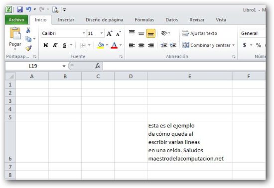 Cómo escribir varias líneas en una misma celda de Excel