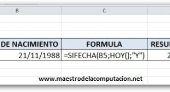 Fórmula para calcular la edad en Excel